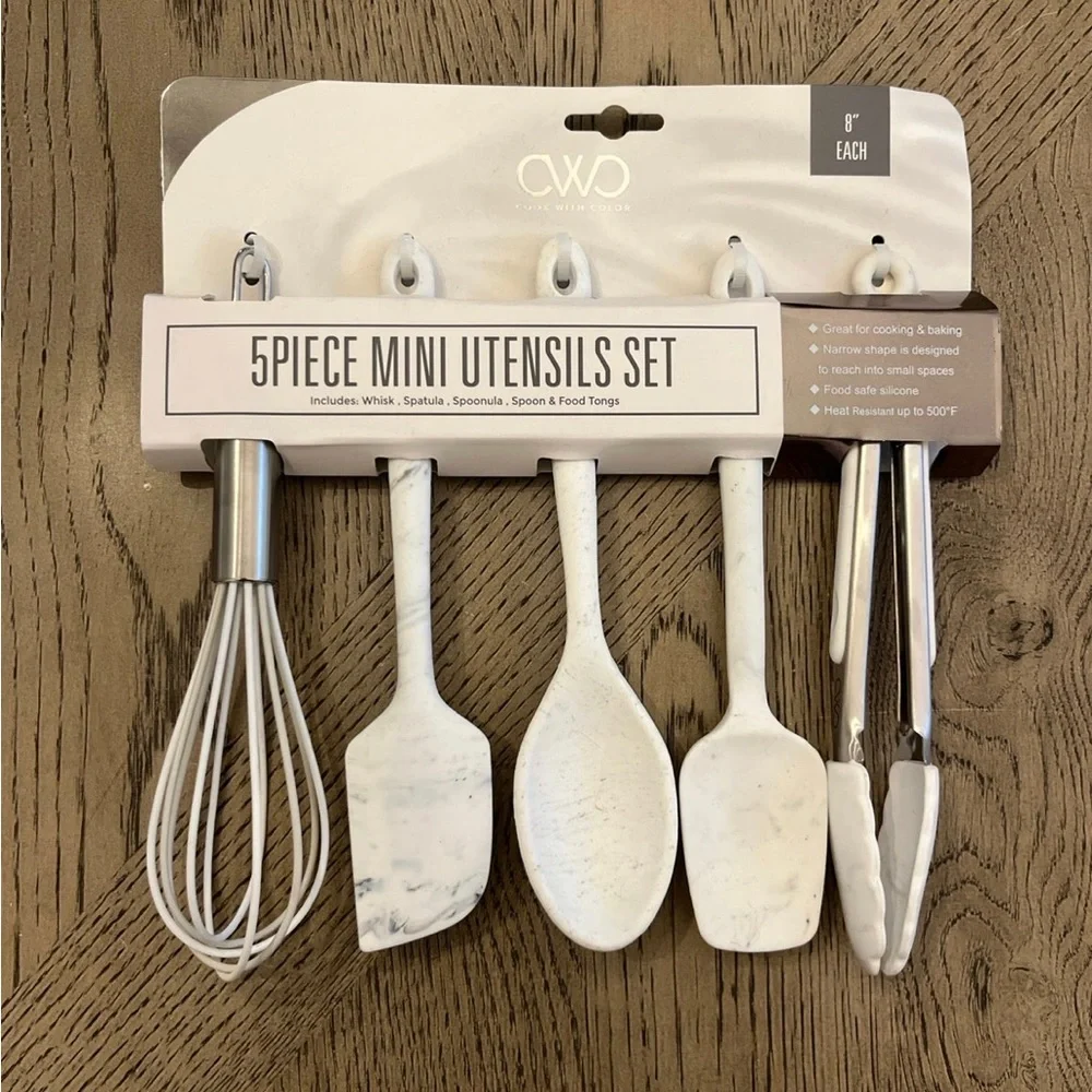 CWC Marble Silicone Kitchen Utensils 13pc Set Matching Neutral Modern Clean